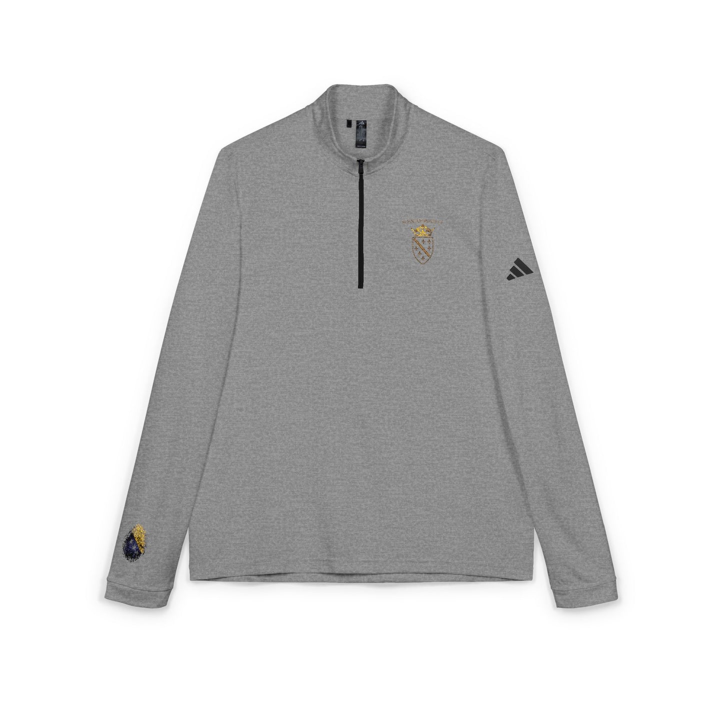 Embroidered adidas Quarter-Zip Pullover — White Performance Top