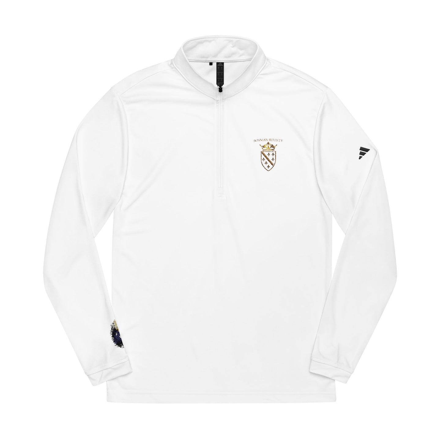 Embroidered adidas Quarter-Zip Pullover — White Performance Top