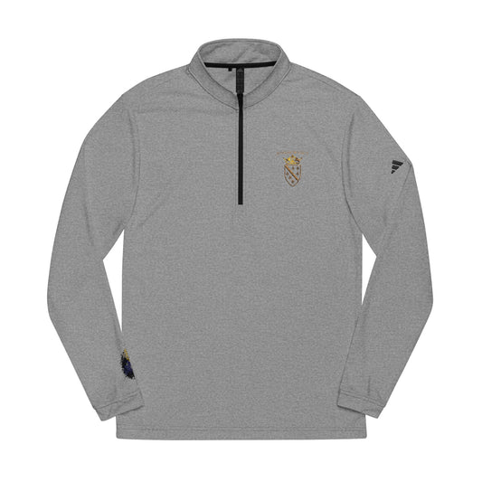 Embroidered adidas Quarter-Zip Pullover — White Performance Top